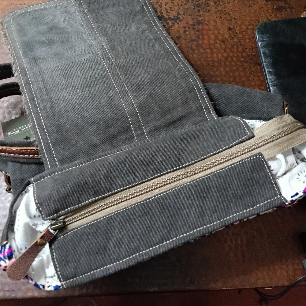 Myra Bag Handmade Vibrant Backpack Upcycled Canvas & Cowhide Leather Western